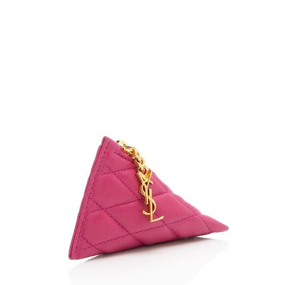 Saint Laurent Quilted Lambskin Triangle Charm - Picture 2 of 9